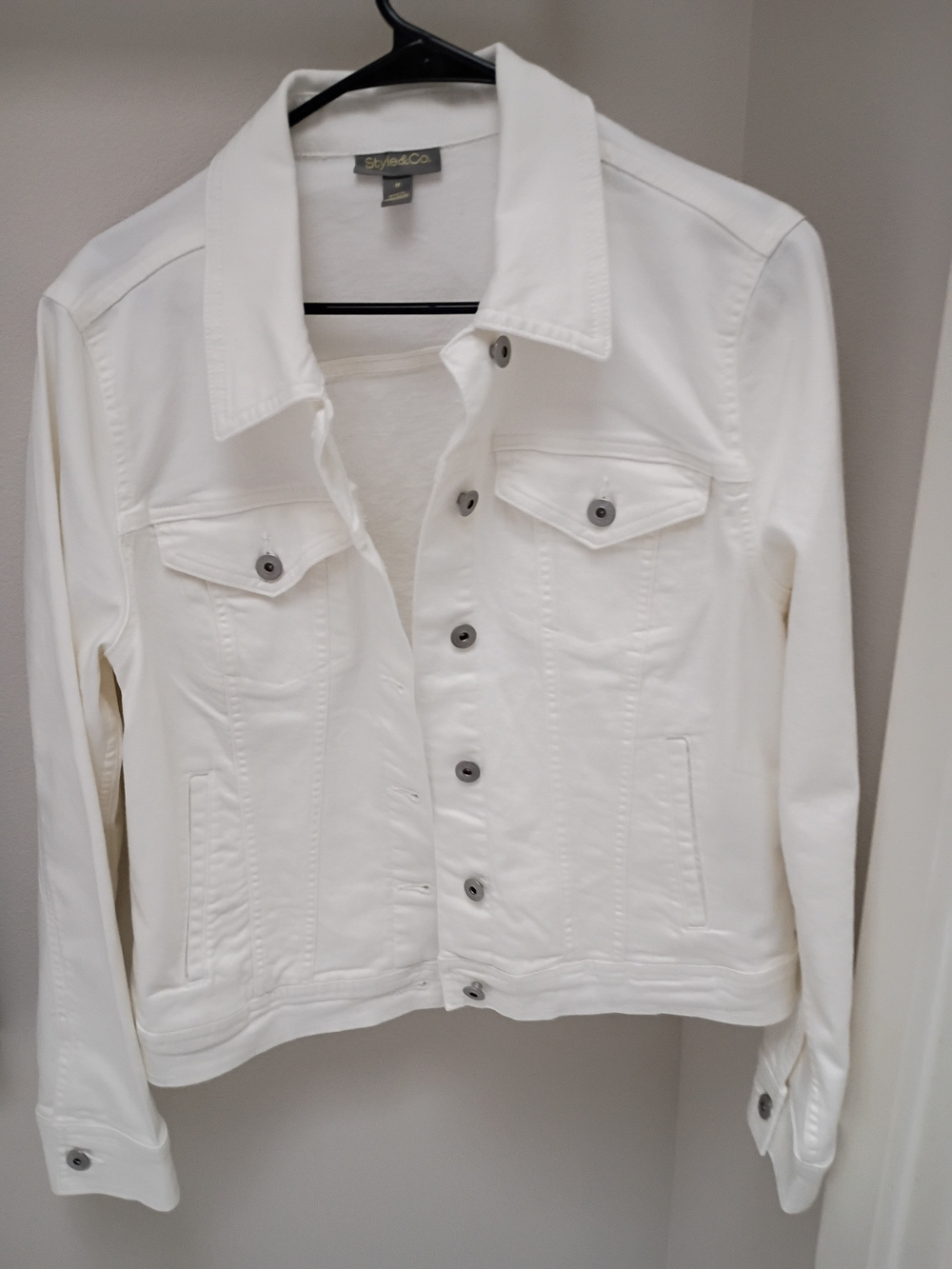 Style & Co. White Classic Denim Jacket